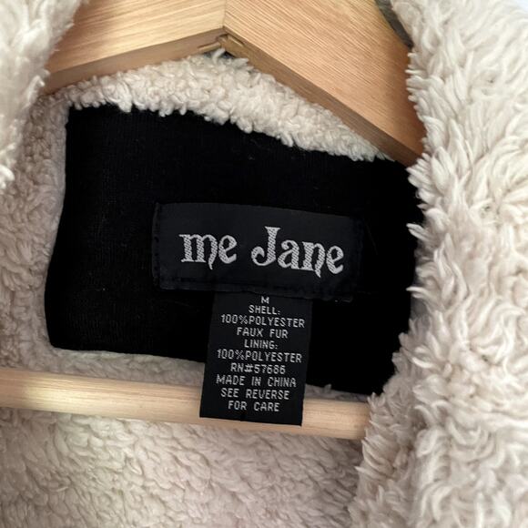 Me Jane fleece sherpa black white sweater button front FLAWS women's size M - Picture 3 of 9